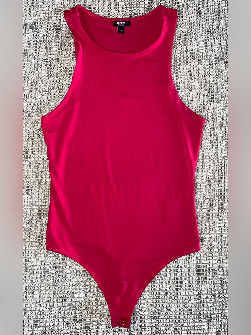 Express Hot Pink Ribbed Sleeveless Bodysuit